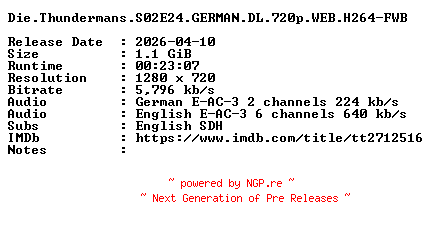 NFO for the release Die.Thundermans.S02E24.GERMAN.DL.720p.WEB.H264-FWB by FWB