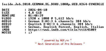 NFO for the release Inside.Job.2010.GERMAN.DL.DOKU.1080p.WEB.H264-SYNERGiE by SYNERGiE
