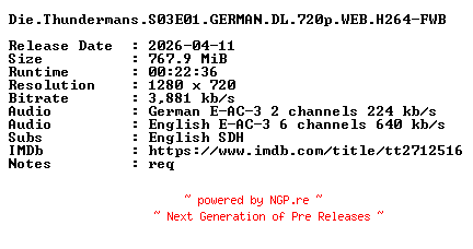 NFO for the release Die.Thundermans.S03E01.GERMAN.DL.720p.WEB.H264-FWB by FWB