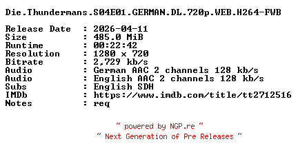 NFO for the release Die.Thundermans.S04E01.GERMAN.DL.720p.WEB.H264-FWB by FWB