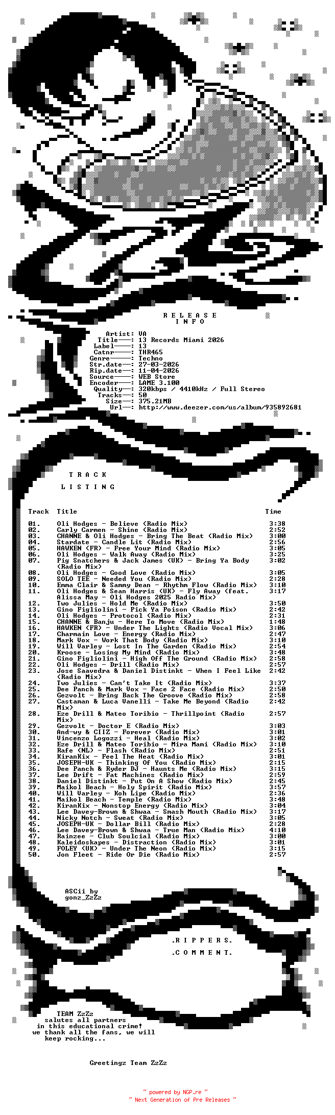 NFO for the release VA_-_13_Records_Miami_2026-(THR465)-WEB-2026-ZzZz by ZzZz