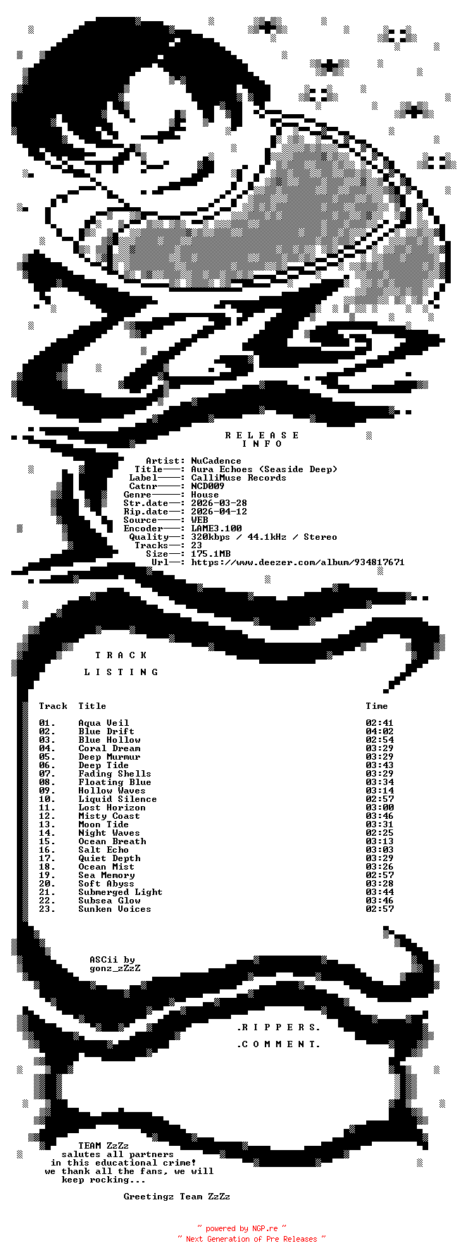 NFO for the release NuCadence_-_Aura_Echoes_(Seaside_Deep)-(NCD009)-WEB-2026-ZzZz by ZzZz