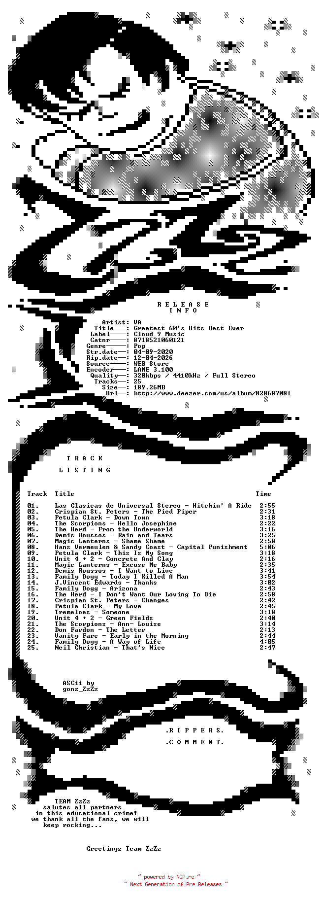 NFO for the release VA_-_Greatest_60s_Hits_Best_Ever-(8718521060121)-WEB-2020-ZzZz by ZzZz