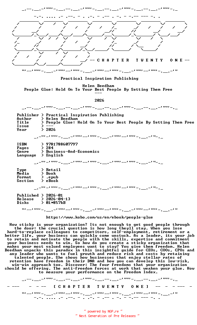 NFO for the release Helen.Beedham.-.People.Glue.Hold.On.To.Your.Best.People.By.Setting.Them.Free.2026.RETAIL.EPUB.eBook-CTO by CTO
