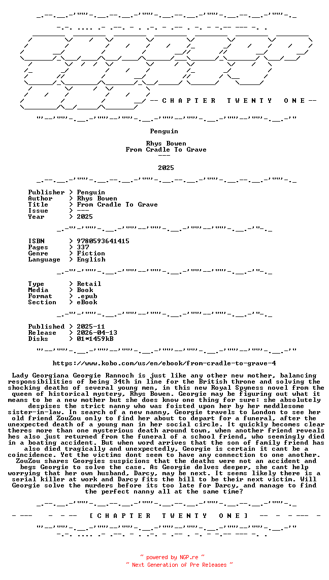 NFO for the release Rhys.Bowen.-.From.Cradle.To.Grave.2025.RETAIL.EPUB.eBook-CTO by CTO