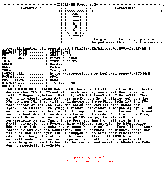 NFO for the release Fredrik.Lundberg.Tigerns.Ar.2024.SWEDiSH.RETAiL.ePub.eBOOK-DECiPHER by DECiPHER