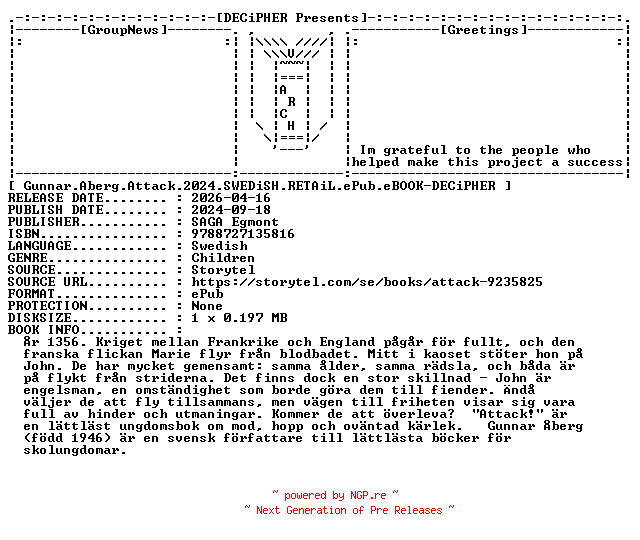 NFO for the release Gunnar.Aberg.Attack.2024.SWEDiSH.RETAiL.ePub.eBOOK-DECiPHER by DECiPHER