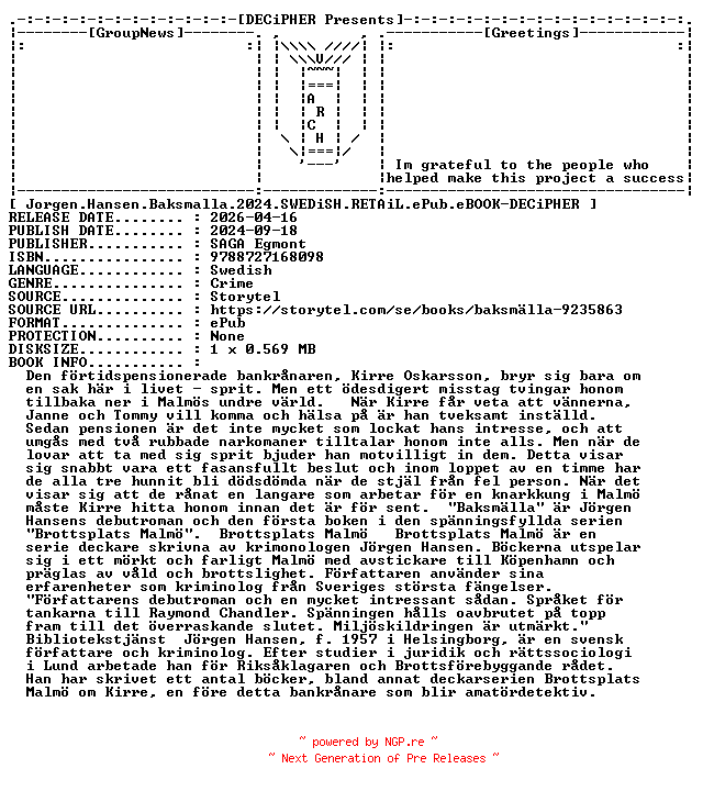 NFO for the release Jorgen.Hansen.Baksmalla.2024.SWEDiSH.RETAiL.ePub.eBOOK-DECiPHER by DECiPHER