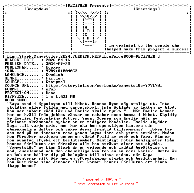NFO for the release Linn.Stark.Samvetslos.2024.SWEDiSH.RETAiL.ePub.eBOOK-DECiPHER by DECiPHER