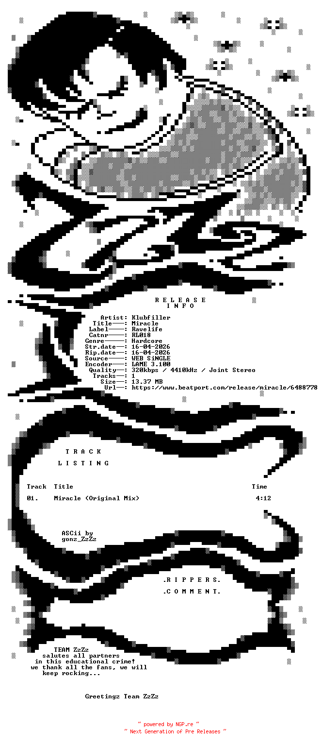 NFO for the release Klubfiller_-_Miracle-(RL018)-SINGLE-WEB-2026-ZzZz by ZzZz