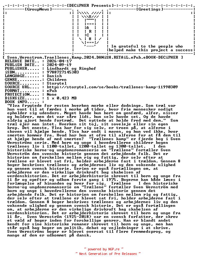 NFO for the release Sven.Wernstrom.Traellenes.Kamp.2024.DANiSH.RETAiL.ePub.eBOOK-DECiPHER by DECiPHER