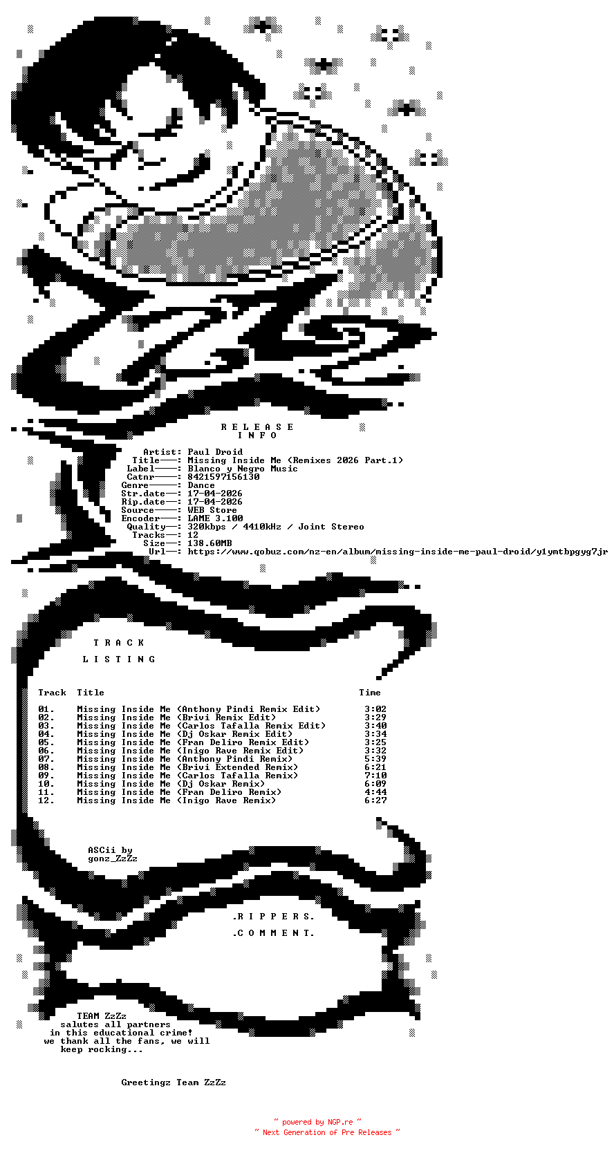 NFO for the release Paul_Droid_-_Missing_Inside_Me_(Remixes_2026_Part.1)-(8421597156130)-WEB-2026-ZzZz by ZzZz