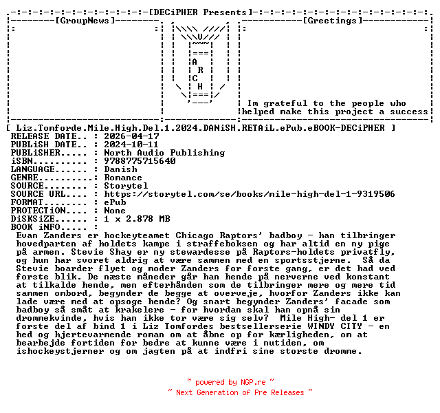 NFO for the release Liz.Tomforde.Mile.High.Del.1.2024.DANiSH.RETAiL.ePub.eBOOK-DECiPHER by DECiPHER