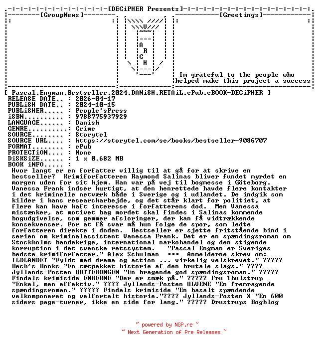NFO for the release Pascal.Engman.Bestseller.2024.DANiSH.RETAiL.ePub.eBOOK-DECiPHER by DECiPHER