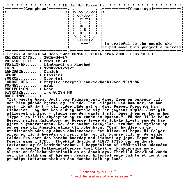 NFO for the release Thorkild.Gravlund.Oeen.2024.DANiSH.RETAiL.ePub.eBOOK-DECiPHER by DECiPHER