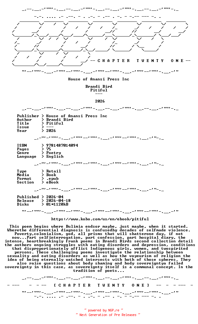 NFO for the release Brandi.Bird.-.Pitiful.2026.RETAIL.EPUB.eBook-CTO by CTO
