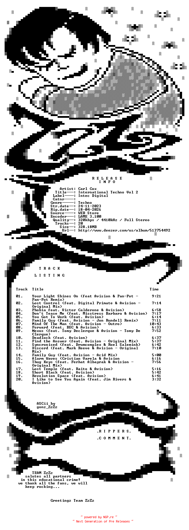 NFO for the release Carl_Cox_-_International_Techno_Vol_2-WEB-2023-ZzZz by ZzZz