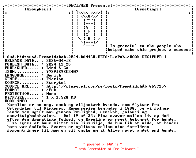 NFO for the release Aud.Midtsund.Fremtidshab.2024.DANiSH.RETAiL.ePub.eBOOK-DECiPHER by DECiPHER