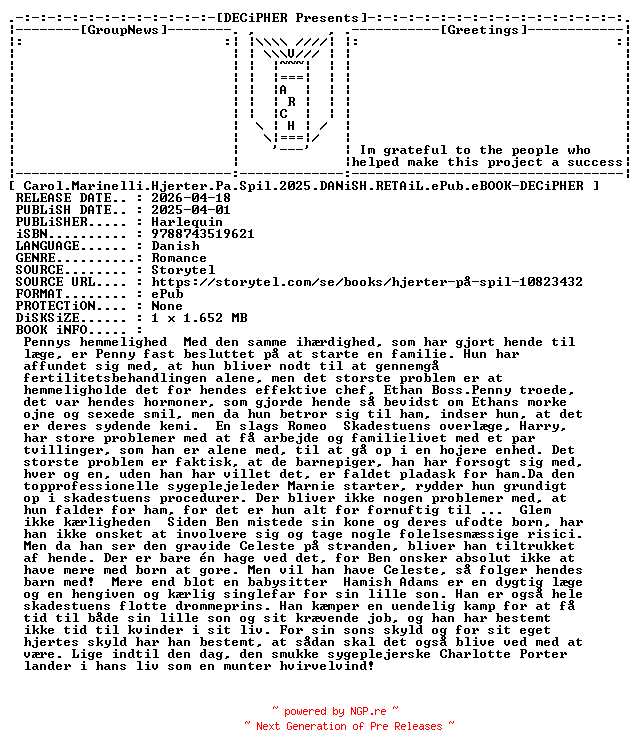 NFO for the release Carol.Marinelli.Hjerter.Pa.Spil.2025.DANiSH.RETAiL.ePub.eBOOK-DECiPHER by DECiPHER