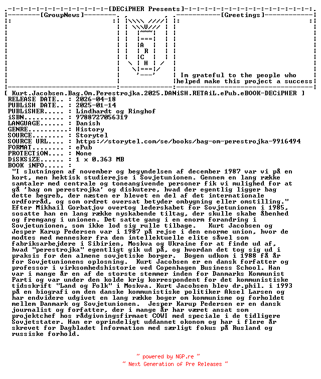 NFO for the release Kurt.Jacobsen.Bag.Om.Perestrojka.2025.DANiSH.RETAiL.ePub.eBOOK-DECiPHER by DECiPHER