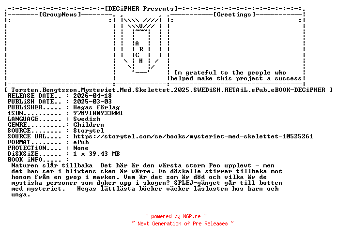 NFO for the release Torsten.Bengtsson.Mysteriet.Med.Skelettet.2025.SWEDiSH.RETAiL.ePub.eBOOK-DECiPHER by DECiPHER
