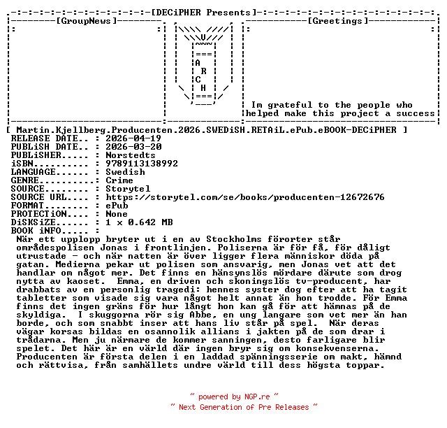 NFO for the release Martin.Kjellberg.Producenten.2026.SWEDiSH.RETAiL.ePub.eBOOK-DECiPHER by DECiPHER