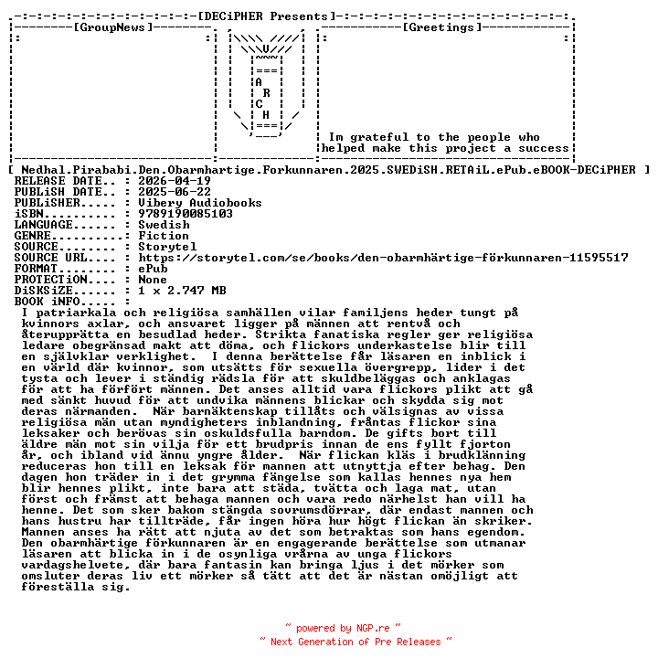 NFO for the release Nedhal.Pirababi.Den.Obarmhartige.Forkunnaren.2025.SWEDiSH.RETAiL.ePub.eBOOK-DECiPHER by DECiPHER