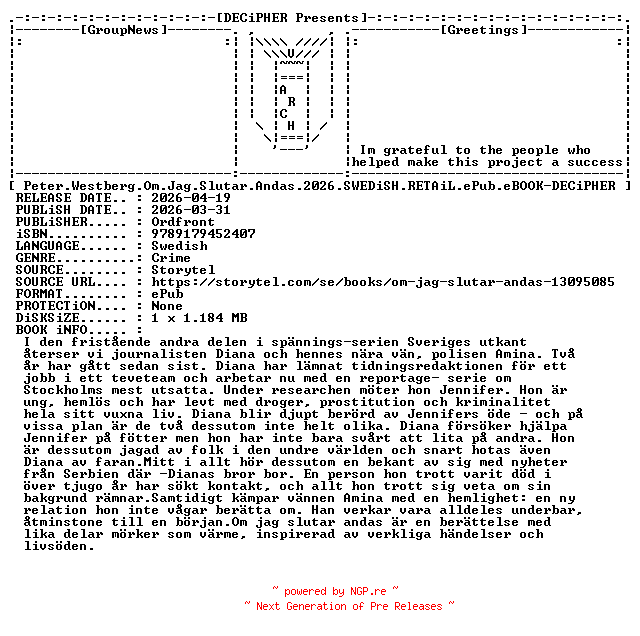 NFO for the release Peter.Westberg.Om.Jag.Slutar.Andas.2026.SWEDiSH.RETAiL.ePub.eBOOK-DECiPHER by DECiPHER