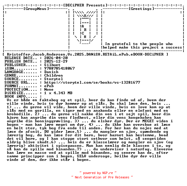 NFO for the release Kristoffer.Jacob.Andersen.Vs.2025.DANiSH.RETAiL.ePub.eBOOK-DECiPHER by DECiPHER