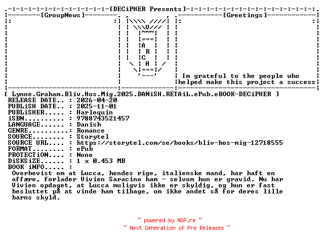 NFO for the release Lynne.Graham.Bliv.Hos.Mig.2025.DANiSH.RETAiL.ePub.eBOOK-DECiPHER by DECiPHER