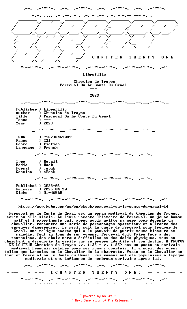 NFO for the release Chretien.de.Troyes.-.Perceval.Ou.Le.Conte.Du.Graal.2023.FRENCH.RETAIL.EPUB.eBook-CTO by CTO