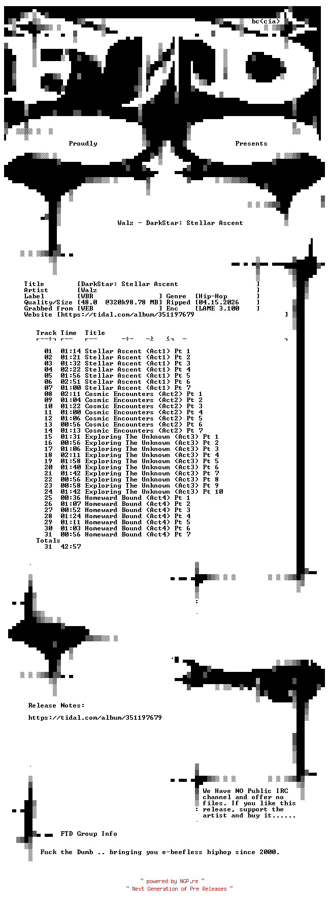 NFO for the release Walz-DarkStar_Stellar_Ascent-WEB-2024-FTD by FTD
