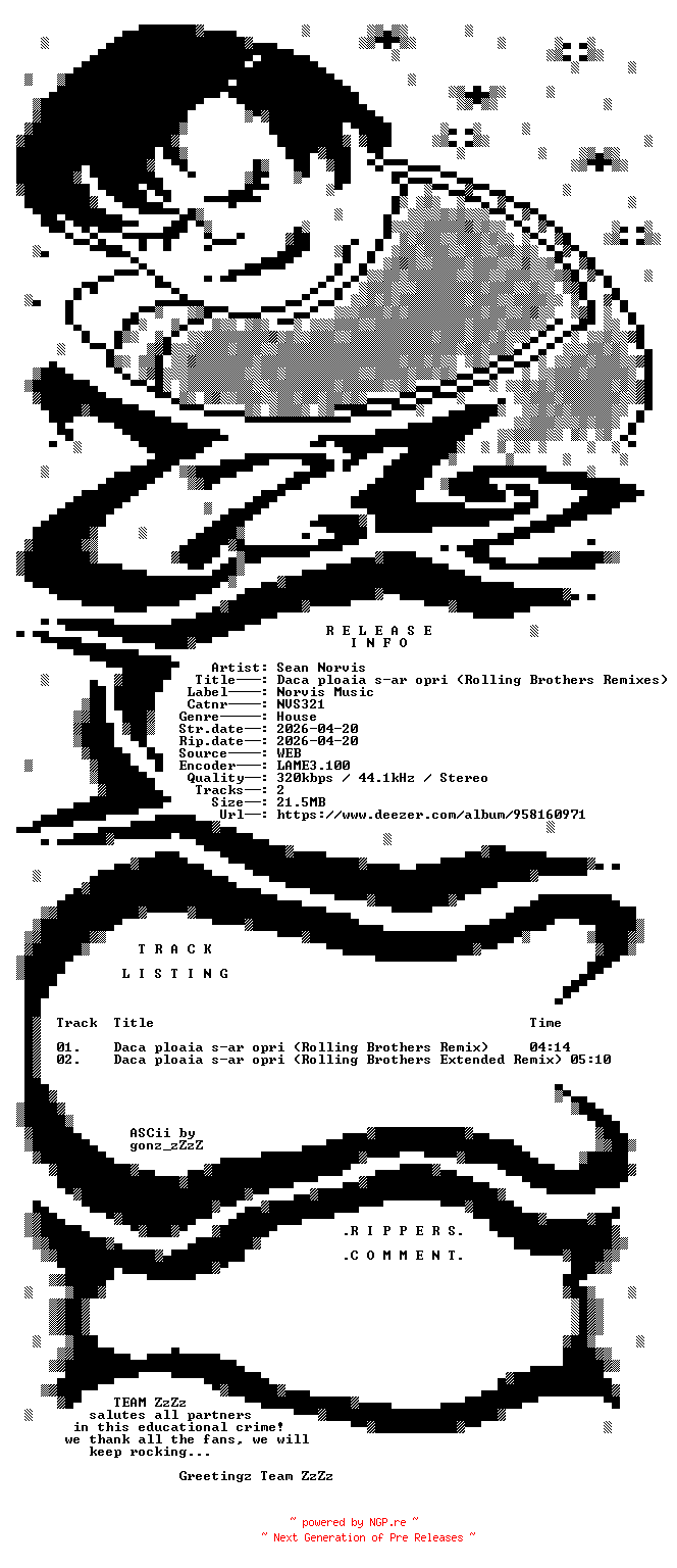 NFO for the release Sean_Norvis_-_Daca_ploaia_s-ar_opri_(Rolling_Brothers_Remixes)-(NVS321)-WEB-RO-2026-ZzZz by ZzZz