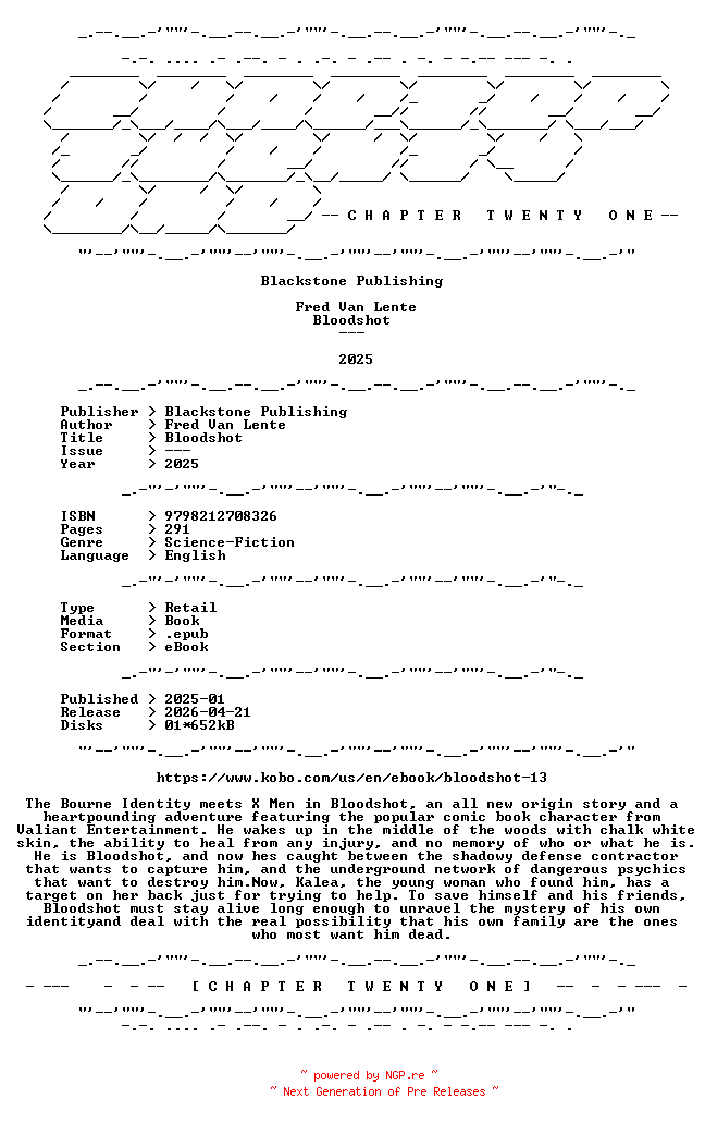 NFO for the release Fred.Van.Lente.-.Bloodshot.2025.RETAIL.EPUB.eBook-CTO by CTO