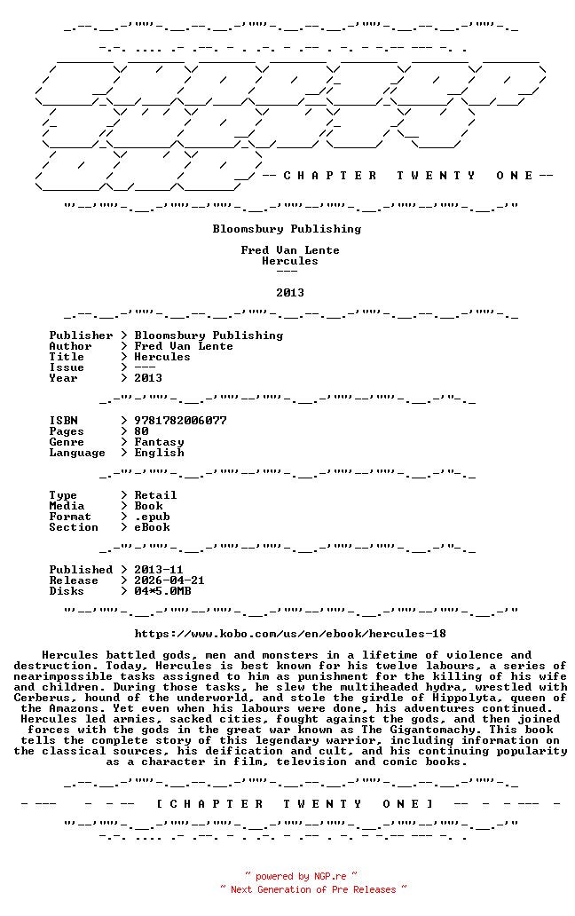 NFO for the release Fred.Van.Lente.-.Hercules.2013.RETAIL.EPUB.eBook-CTO by CTO
