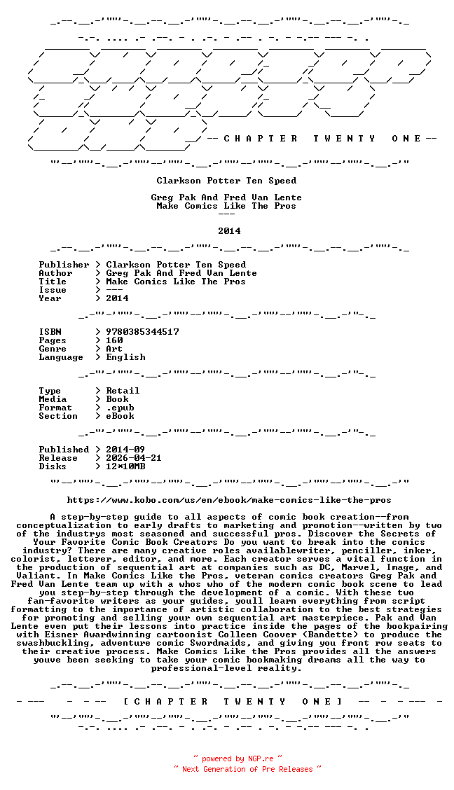 NFO for the release Greg.Pak.And.Fred.Van.Lente.-.Make.Comics.Like.The.Pros.2014.RETAIL.EPUB.eBook-CTO by CTO