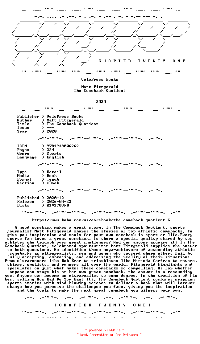 NFO for the release Matt.Fitzgerald.-.The.Comeback.Quotient.2020.RETAIL.EPUB.eBook-CTO by CTO