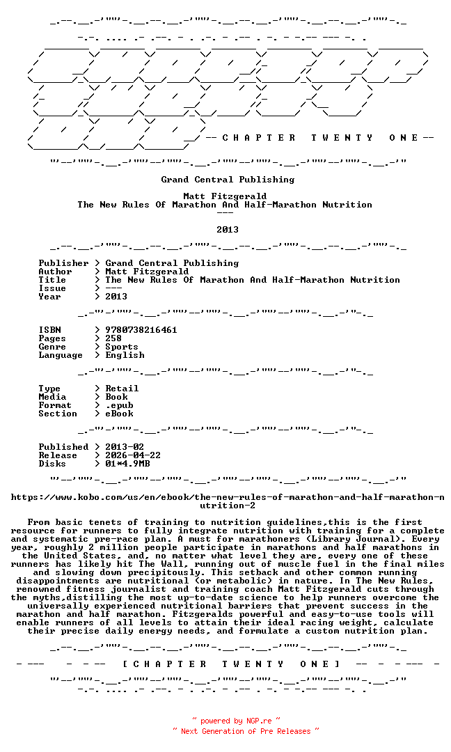 NFO for the release Matt.Fitzgerald.-.The.New.Rules.Of.Marathon.And.Half-Marathon.Nutrition.2013.RETAIL.EPUB.eBook-CTO by CTO