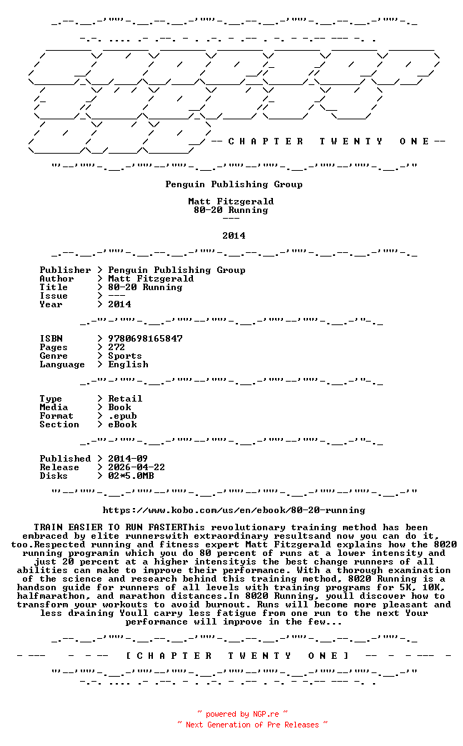 NFO for the release Matt.Fitzgerald.-.80-20.Running.2014.RETAIL.EPUB.eBook-CTO by CTO