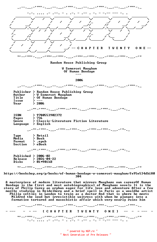 NFO for the release W.Somerset.Maugham.-.Of.Human.Bondage.2006.RETAIL.EPUB.eBook-CTO by CTO