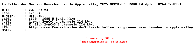 NFO for the release Im.Keller.des.Grauens.Verschwunden.in.Apple.Valley.2025.GERMAN.DL.DOKU.1080p.WEB.H264-SYNERGiE by SYNERGiE