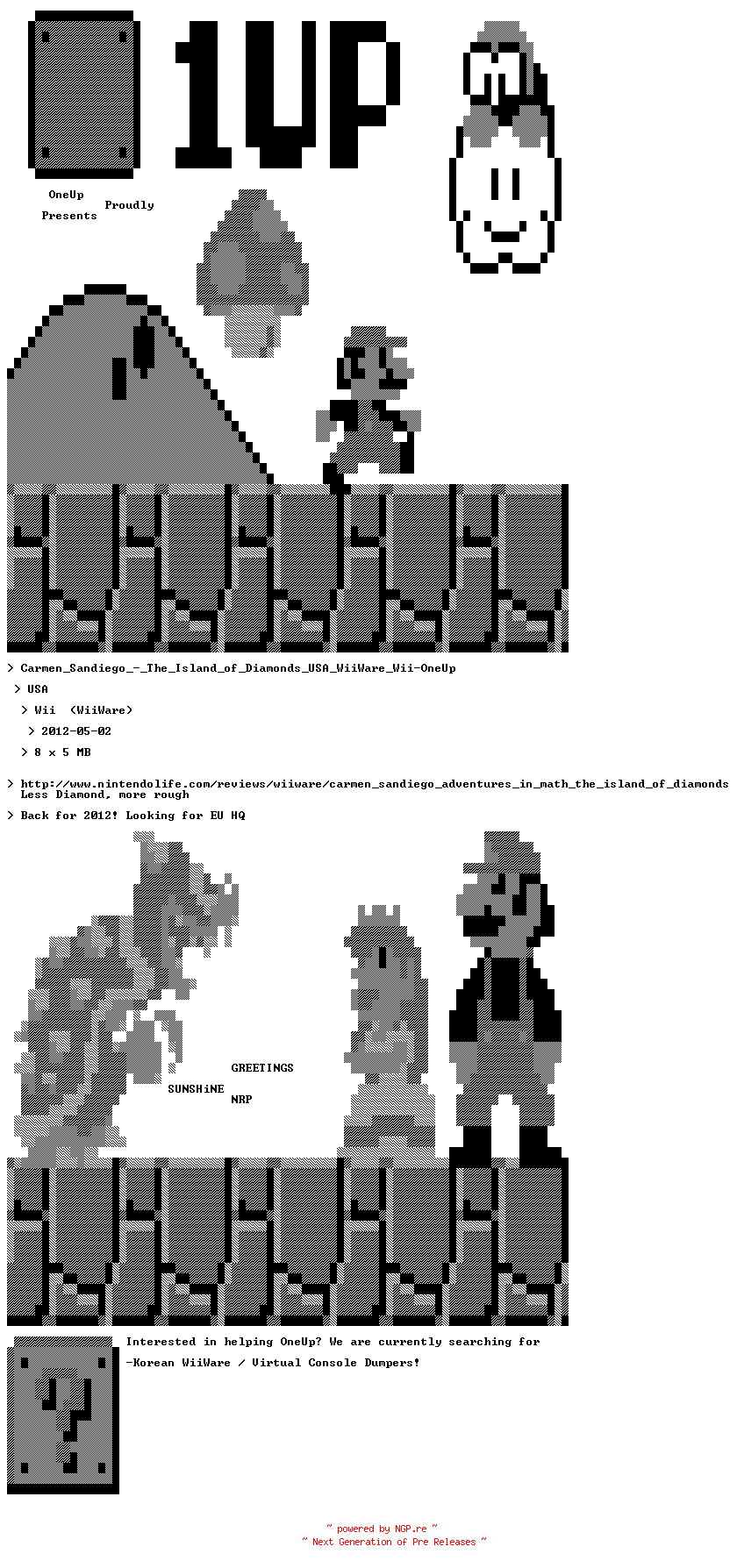 NFO for the release Carmen_Sandiego_-_The_Island_of_Diamonds_USA_WiiWare_Wii-OneUp by OneUp
