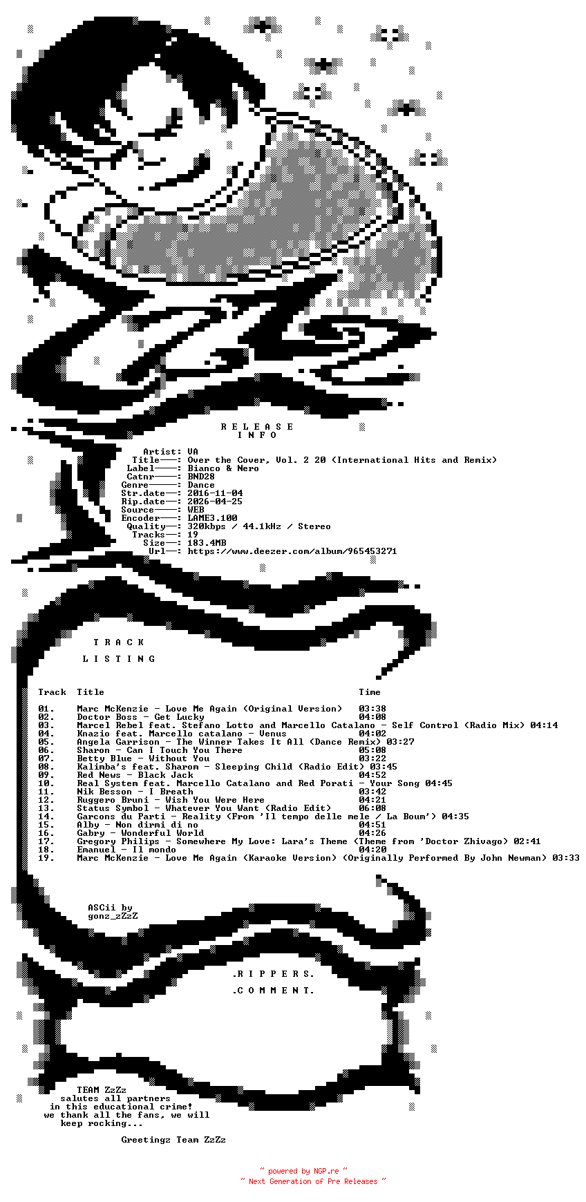 NFO for the release VA_-_Over_the_Cover_Vol_2_20_(International_Hits_and_Remix)-(BND28)-WEB-2016-ZzZz by ZzZz