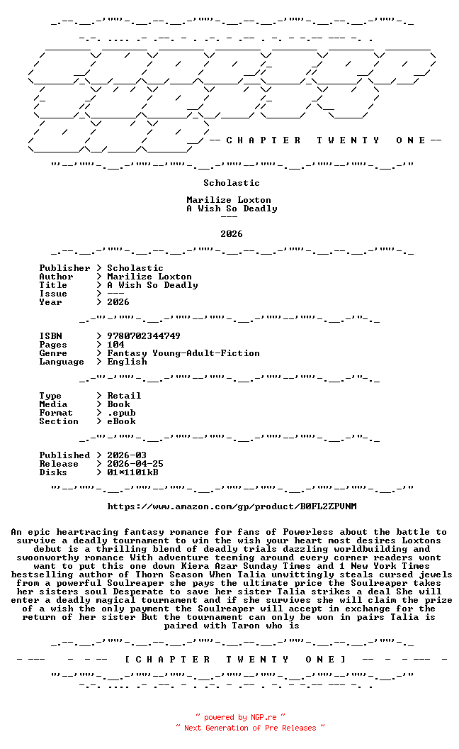 NFO for the release Marilize.Loxton.-.A.Wish.So.Deadly.2026.RETAIL.EPUB.eBook-CTO by CTO