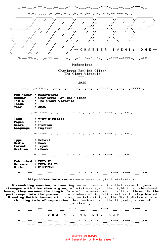 NFO for the release Charlotte.Perkins.Gilman.-.The.Giant.Wistaria.2025.RETAIL.EPUB.eBook-CTO by CTO