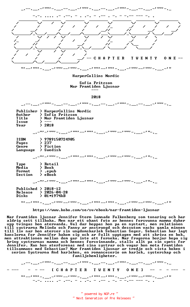 NFO for the release Sofia.Fritzson.-.Nar.Framtiden.Ljusnar.2018.SWEDISH.RETAIL.EPUB.eBook-CTO by CTO