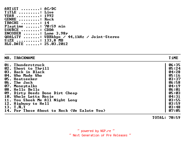 NFO for the release AC-DC_-_Live-1992-Records_INT by Records_INT