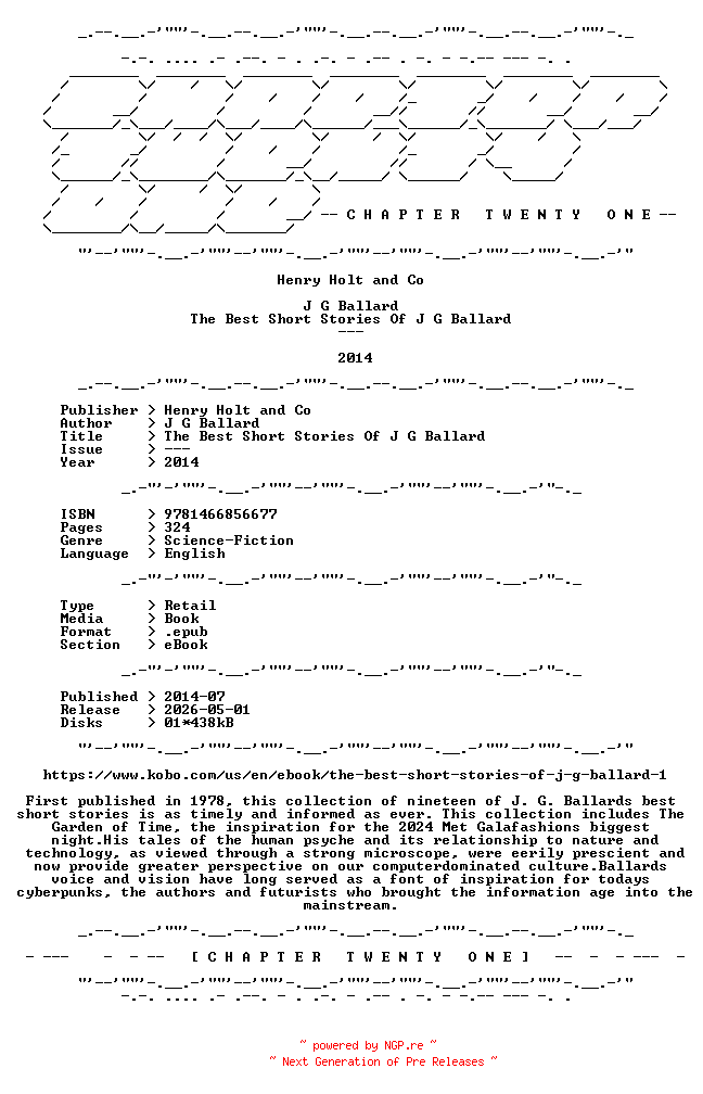 NFO for the release J.G.Ballard.-.The.Best.Short.Stories.Of.J.G.Ballard.2014.RETAIL.EPUB.eBook-CTO by CTO
