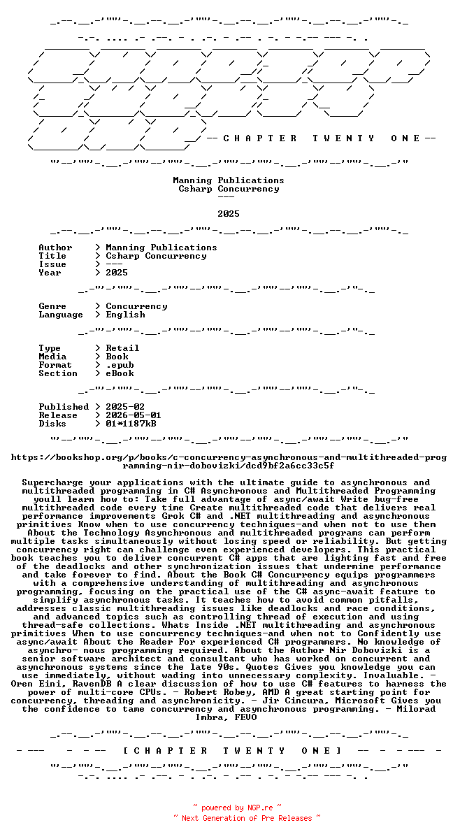 NFO for the release Manning.Publications.-.Csharp.Concurrency.2025.RETAIL.EPUB.eBook-CTO by CTO
