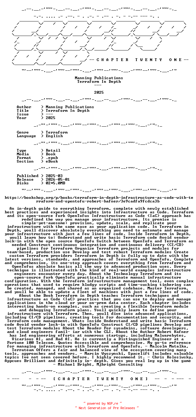 NFO for the release Manning.Publications.-.Terraform.In.Depth.2025.RETAIL.EPUB.eBook-CTO by CTO